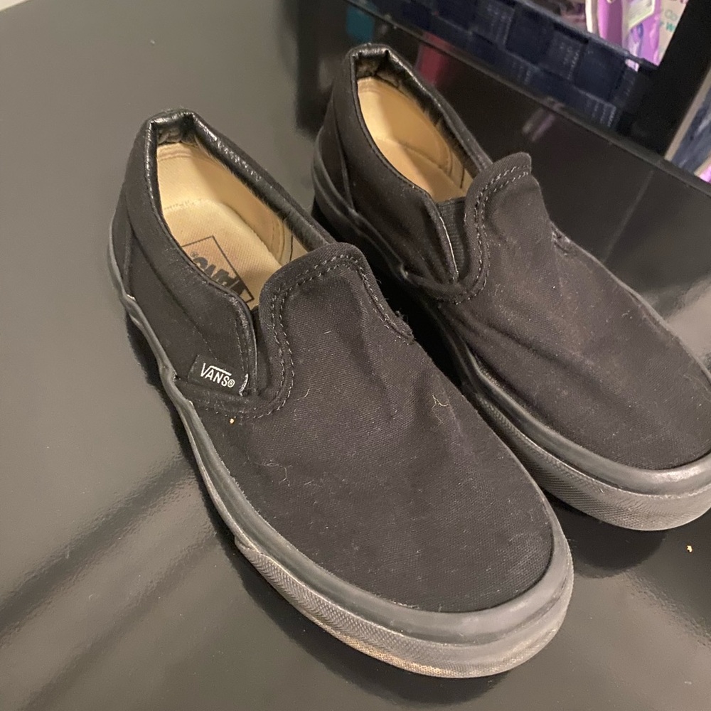 Vans Kids Black Canvas Slip-On Sneakers